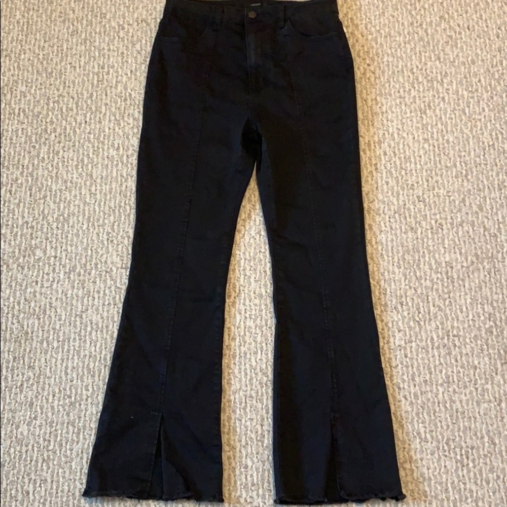 Denim crop and flare jeans